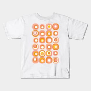 Stacked Squares Mid Century Modern Yellow, Orange, Pink Kids T-Shirt